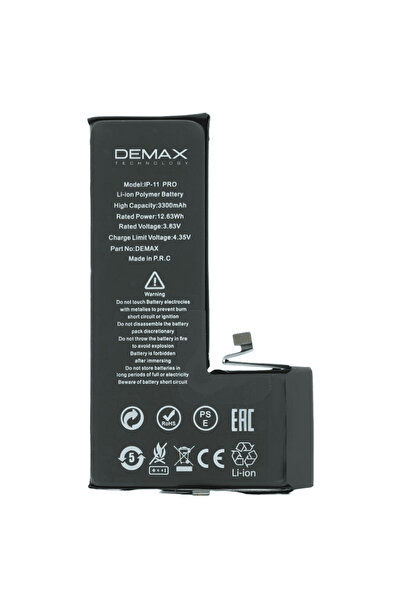 DEMAX TECHNOLOGY İphone 11 Pro Güçlendirilmiş Yüksek Kapasiteli Batarya 3300 mAh