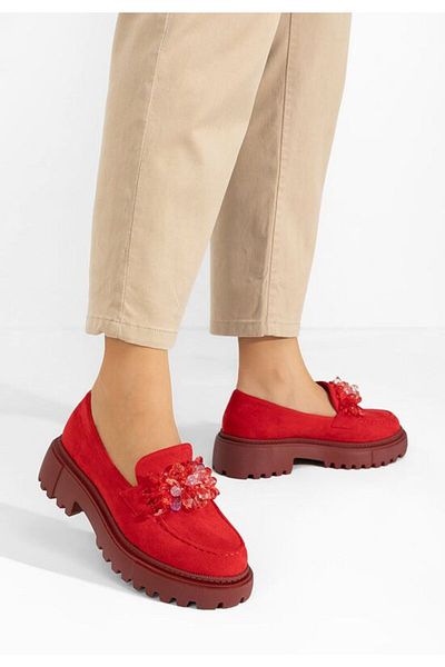 B T Shoes Mocasini cu talpa groasa Amilla rosii
