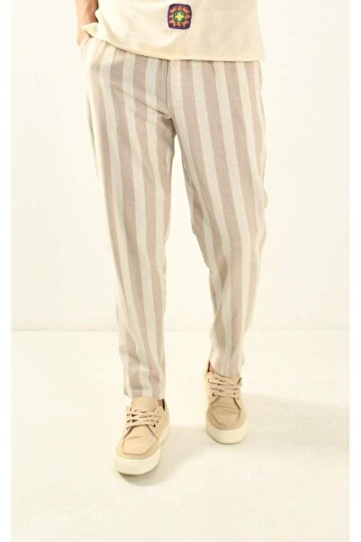 DAVID&GERENZO Ριγέ λινό παντελόνι Bohemian