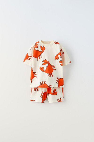 Ladin Store New Season Boys' printed βαμβακερό μπλουζάκι και σορτς δύο τεμαχίων