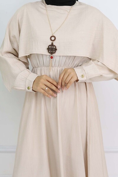 benguen Stone Color Collar Detailed Necklace Dress