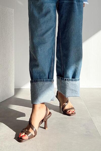 nope21shoess Grazie Kahverengi Hakiki Deri Topuklu Ayakkabı