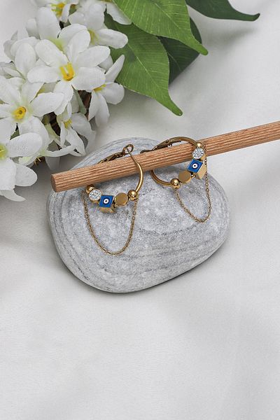 Mrs Flower Evil Eye Beaded Nude Earrings