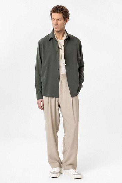 Antioch Khaki Relax Fit Liyosel Fabric Men's Shirt