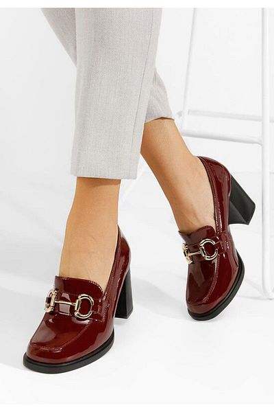B T Shoes Mocasini cu toc Efora grena