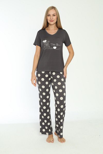 CONFEO Women's Short Sleeve Smoked Pajama Suit C6T4N7O-048