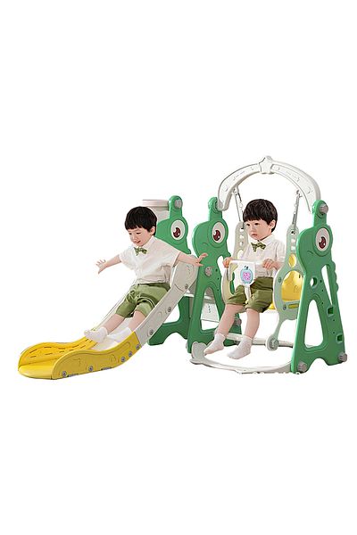 Ma Baby 3 in 1 Toddler Swing and Slide Set, Climber, Basketball Hoop and Slide for Boys and Girls