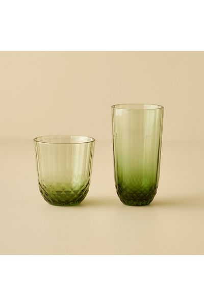 Bella Maison Colore Cutting Glass Set of 12 Green