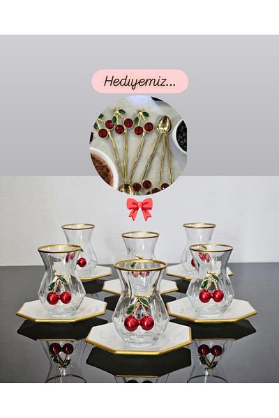 Barok ATLAS CREAM 18 Pieces - Alya Cup Set with Crown and Spoon