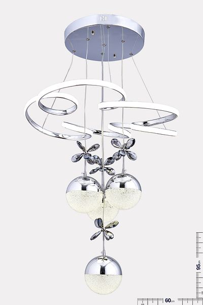 HİRALUCE Zeus 3 Color Chrome (Yellow White & Gun Light) Crystal Stone Led Chandelier with Remote Control & Dimmer