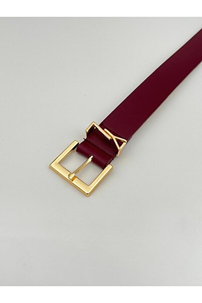 Descoin Bordó négyzet alakú arany csatos női öv. Kabát öv, ruha öv, nadrág öv, ing öv