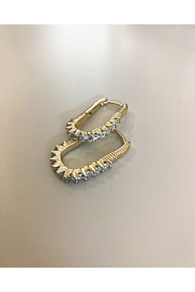 Store Oval Taşlı Küpe