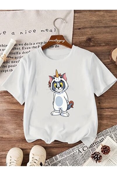 H&GHAMLEGİYİM Jednorog Tom Štampano Deca Oversize kroj T-shirt