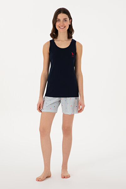 U.S. Polo Assn. طقم بيجامة نسائي باللون الأزرق الداكن 50312901 -VR033