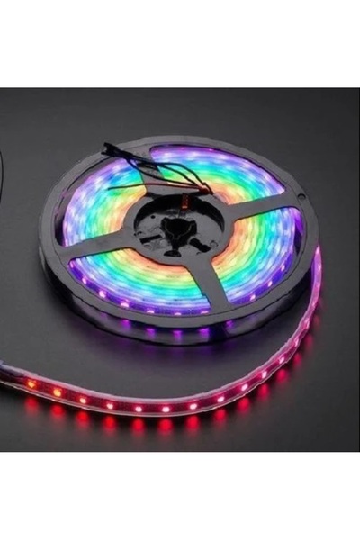 Ledarmy 5metre silikonlu şerit LED 5050 DC12V RGB renkli (60Led/M) IP65 ışık ...