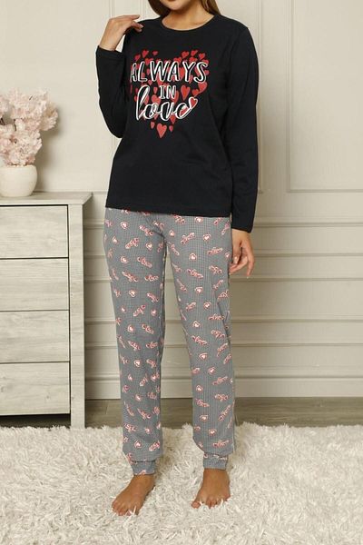 Nicoletta Set pijama femei negru bumbac