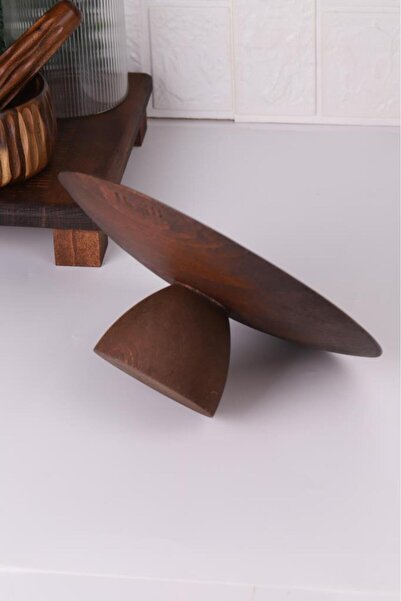 MİEN Acacia Wood Round Wooden Presentation Plate Cake Serving Plate – 25cm