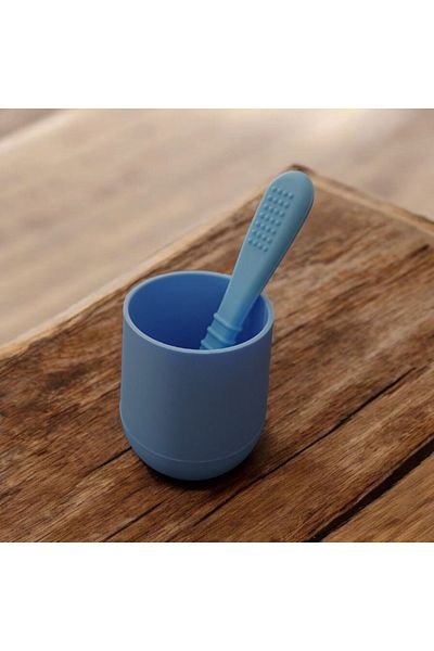 CKM silikon Set of 2 Silicone Baby Drinking Cups and Spoons