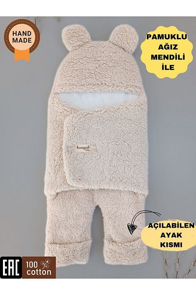 Tomuycuk 0-12 Months Baby Sleeping Bag - Fiber Plush Welsoft Eared Mink Outer Blanket