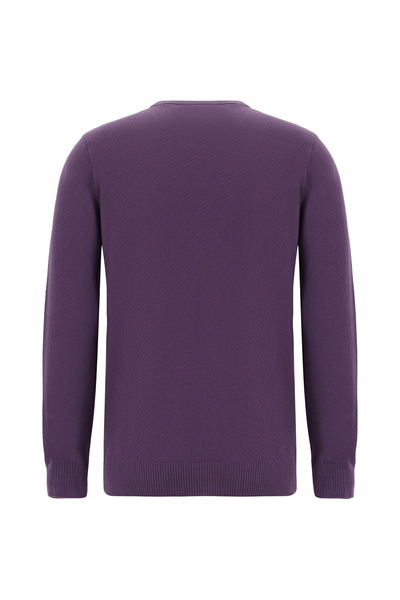 Abdullah Kiğılı Bisiklet Yaka Regular Fit Desenli Pamuklu Kaşmirli Triko Kazak