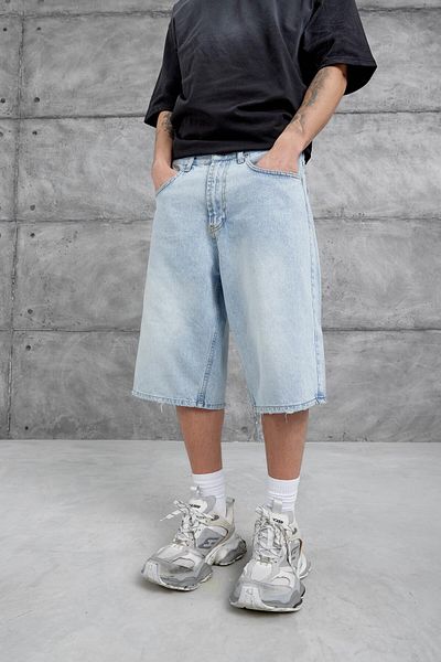 NOMARC Pantaloni scurți din denim Capri oversize VMS albastru deschis