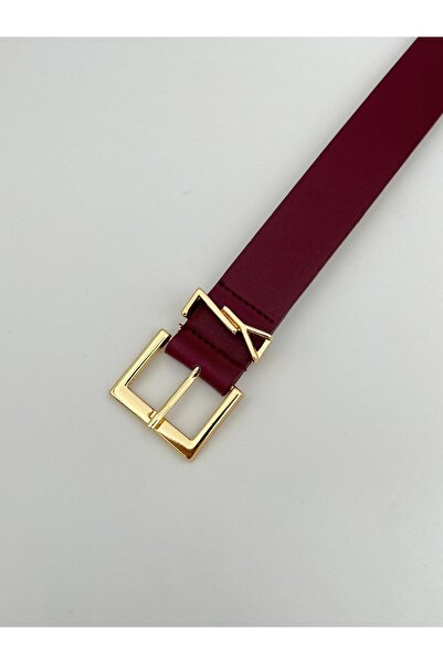 Descoin Bordó négyzet alakú arany csatos női öv. Kabát öv, ruha öv, nadrág öv, ing öv