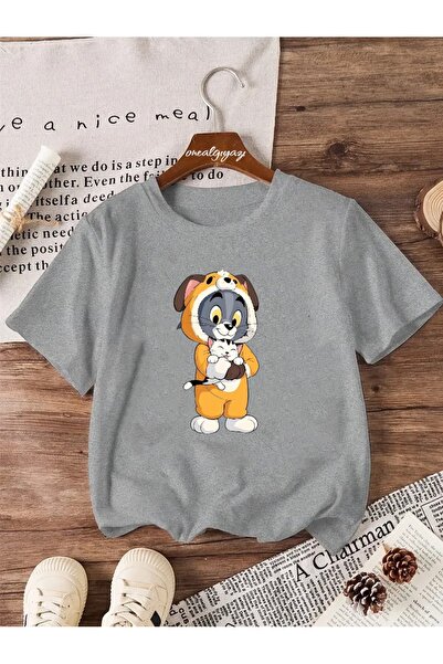 oneagılyazı تي شيرت كبير الحجم للأطفال مطبوع عليه زي توم