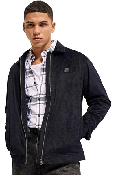 The Bear House جاكيت رجالي من البوليستر باللون الأزرق الداكن - ملابس خارجية أ...