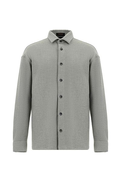 Abdullah Kiğılı Long Sleeve Oversize Patterned Lycra Shirt