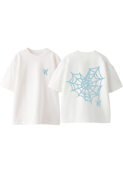 Anetos Оверсайз тениска от памук с бял гръб с дизайн на любовна паяк