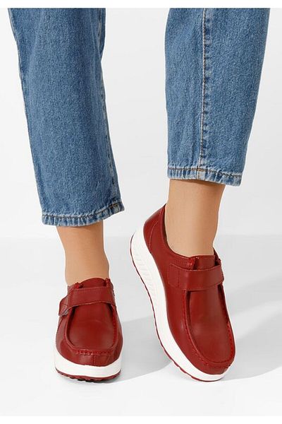 B T Shoes Justina red genuine leather loafers