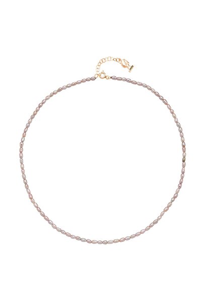 Birinci 925 Ayar Gümüş 3 mm Pembe Çıtır Doğal İnci Kolye