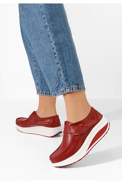 B T Shoes Justina red genuine leather loafers