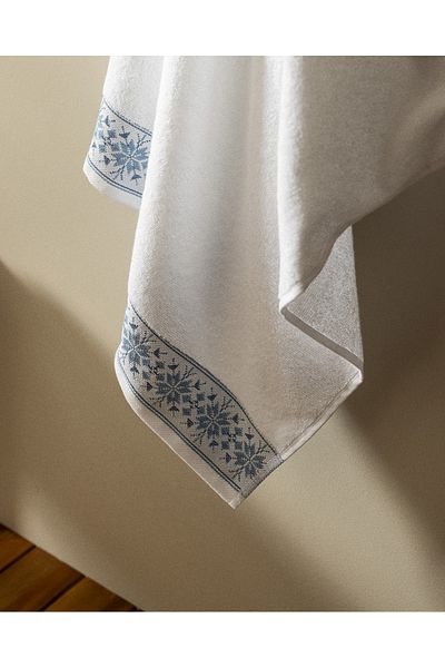 Madame Coco Caresse 100% Cotton Bath Towel - White/Grey