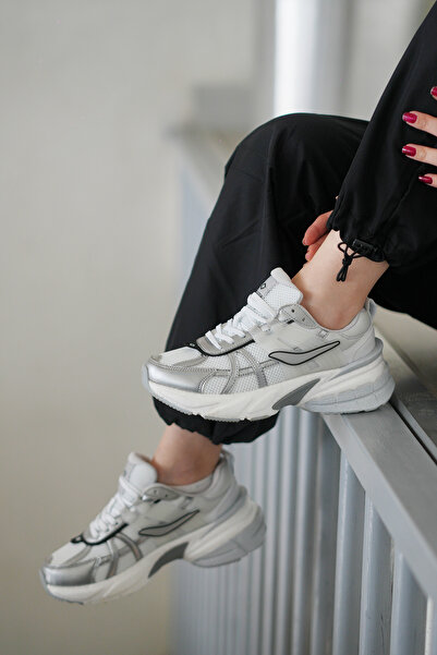 SOLAZER Kadın Gri Beyaz Sneaker Günlük Spor Ayakkabı 044