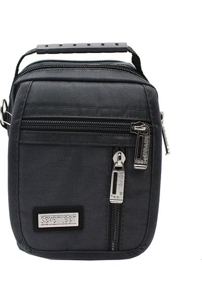 SEVENTEEN 3450 Multi-Compartment Men's Hand and Shoulder Strap Bag Black