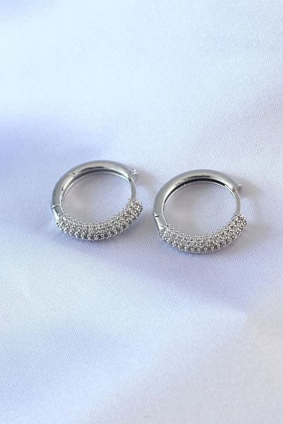 Skygo Silver Color Zircon Stone Hoop Model Brass Women's Earrings