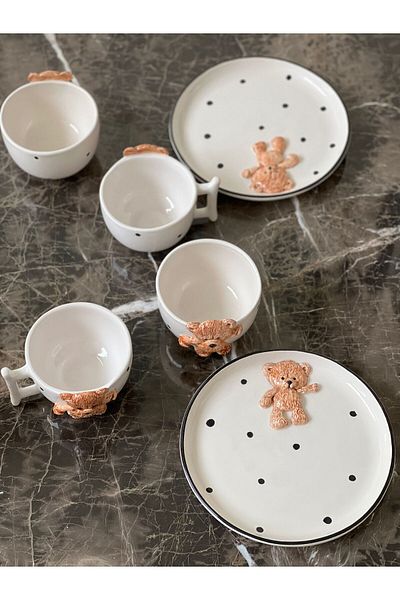 MeGgDecor Teddy Bear 6 Piece 2 Person Breakfast Set