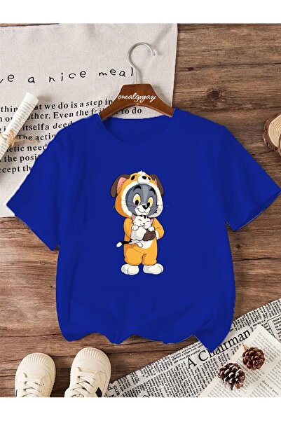 oneagılyazı تي شيرت كبير الحجم للأطفال مطبوع عليه زي توم