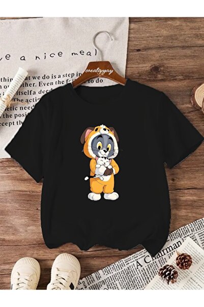 oneagılyazı تي شيرت كبير الحجم للأطفال مطبوع عليه زي توم