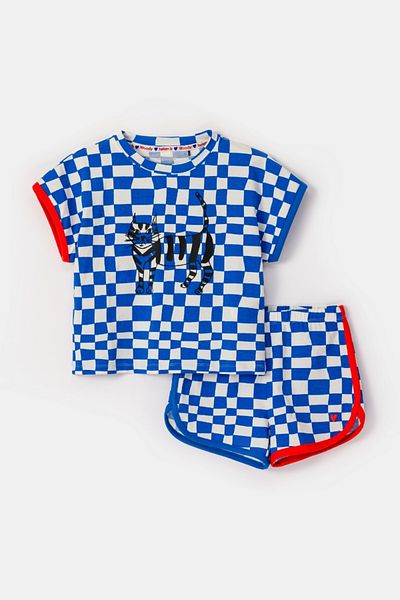 Woody Pijama pentru fete de 10-16 ani-Hpa - 952-ALLOVER CHECK BLUE WOODY HELEN B