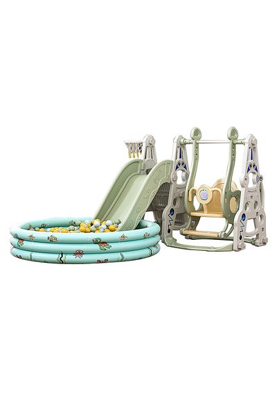 Ma Baby 6 in 1 Kids Slide and Swing Set with Closed Pedal Spot/Soft Ball Pool