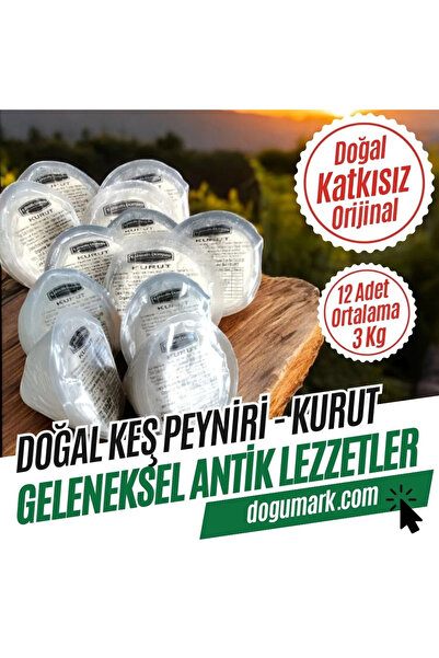 DoğuMark (12 ADET 3 KG) Katkısız Doğal Keş Peyniri - Kurut - Kurutulmuş Yoğurt (12 ADET 3 KG)