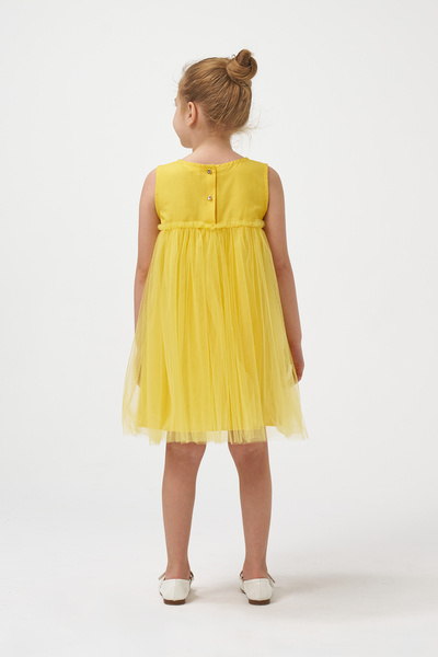 Minipodyum Kız Çocuk Fiyonklu Tüllü Yazlık Doğum Günü Özel Gün Elbisesi