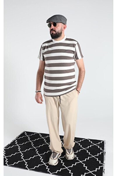 DAVID&GERENZO Μπεζ Basic φαρδύ παντελόνι