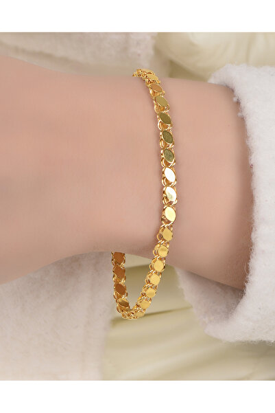 kuyumcu nurettin 4.20 gr (GRAM) Iri Pullu Halep Bileklik 14 Ayar Altın (19CM)