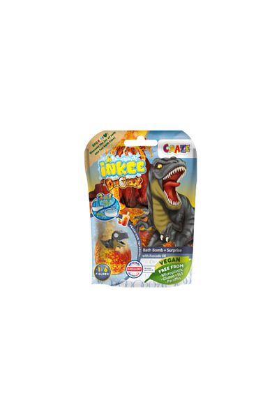 CRAZE Inkee Bath Bomb with Surprise Dino - Vegan, Dermatologist Approved for Kids