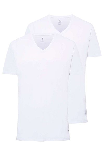 U.S. Polo Assn. Ανδρικό κουτί με λαιμόκοψη V 2 100% βαμβακερό λευκό - BCP1.80V19Q9L