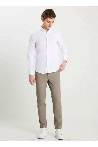 ALTINYILDIZ CLASSICS Altınyıldız Classics Slim Fit γιακάς με κουμπιά Λευκό ανδρικό πουκάμισο ACE 020252168 _ΒΙΖ