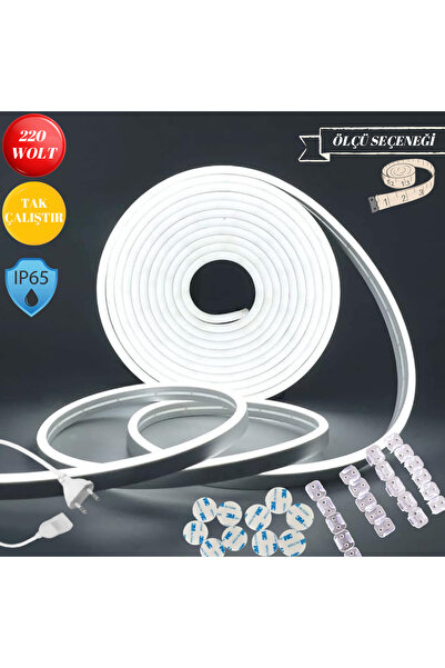 neeko 220 WOLT BEYAZ POWER LEDLİ NEON TAK ÇALIŞTIR FİŞLİ ÖLÇÜ SEÇENEKLİ 13 METRE